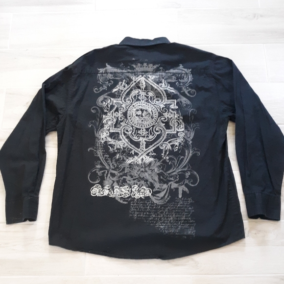 EIGHTY EIGHT Men's Graphic Shirt Button Down Black
